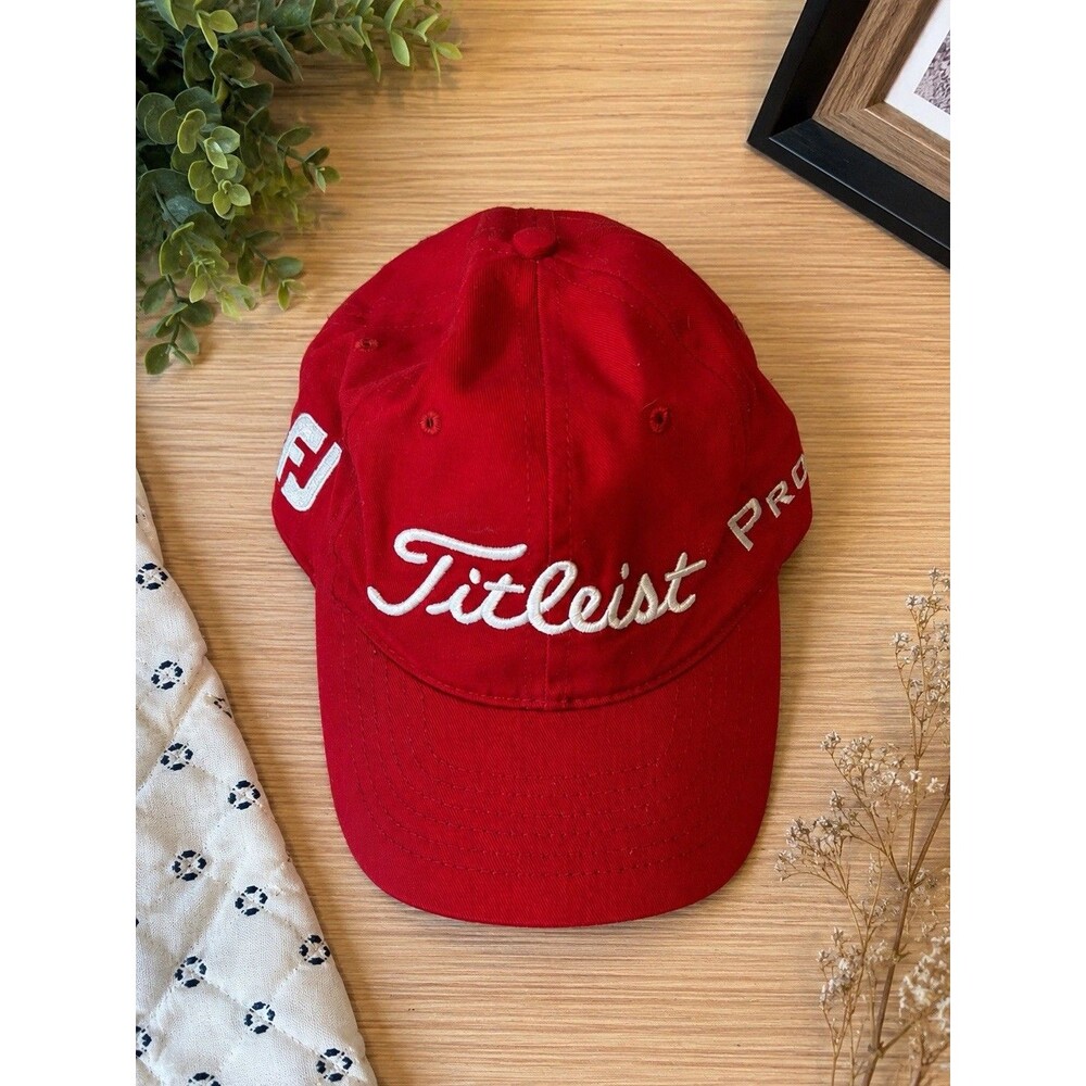 Titleist Pro V1 Red Golf Hat Cap FootJoy FJ Adjustable Strapback